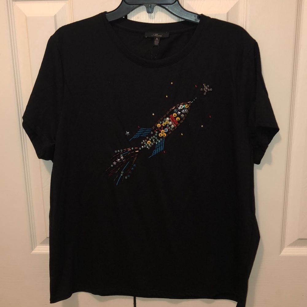 COPY - MaviJeans XL rocketspaceship beaded decorative tee